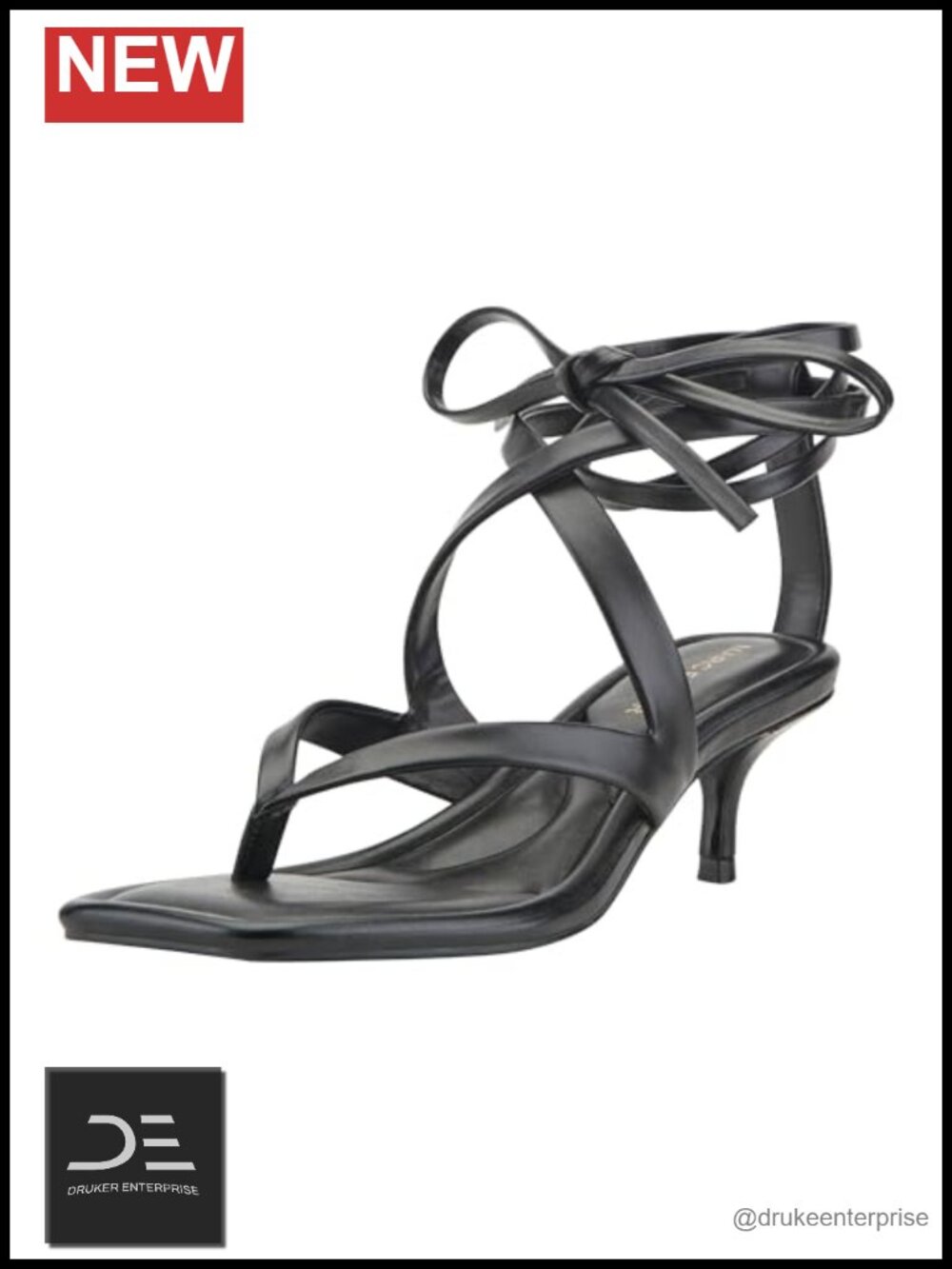 Faux Leather Ankle-Wrap Heeled Sandals Crisscross Straps Tie Closure